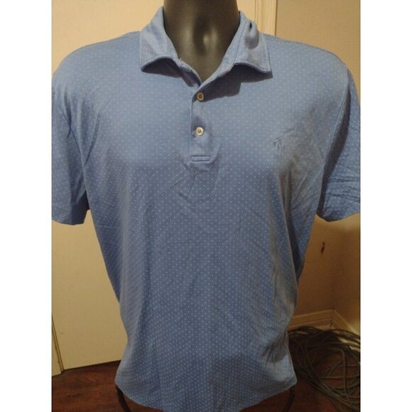 Polo Ralph Lauren Custom Slim Fit Mens XL Blue Polka Dot Short Sleeve Polo Shirt - Picture 1 of 11